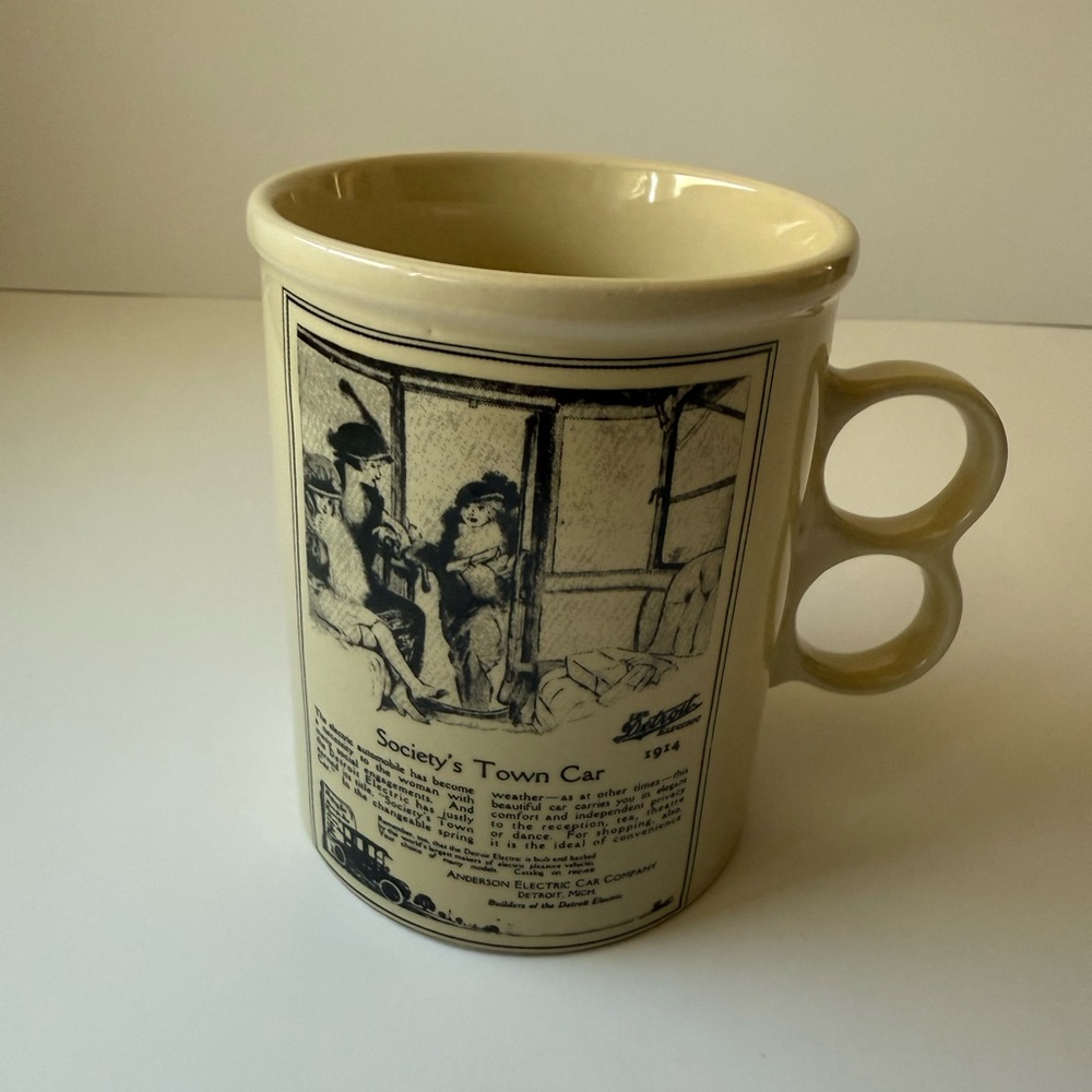 Vintage Detroit Electric Cream Mug. Society’s Town Car 1914